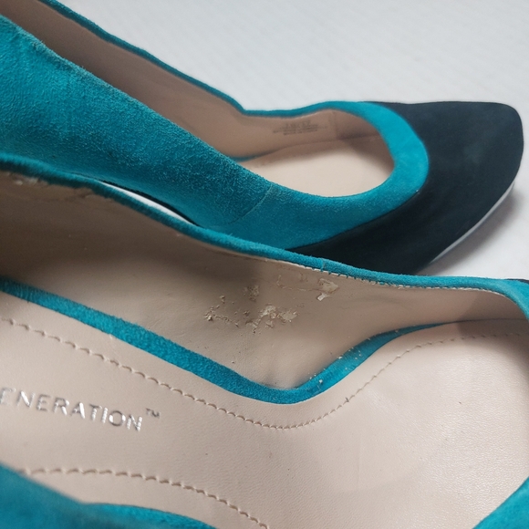 BCBGenaration Blue and Black Leather Upper Suede like Material High Heels Shoes - Picture 13 of 15